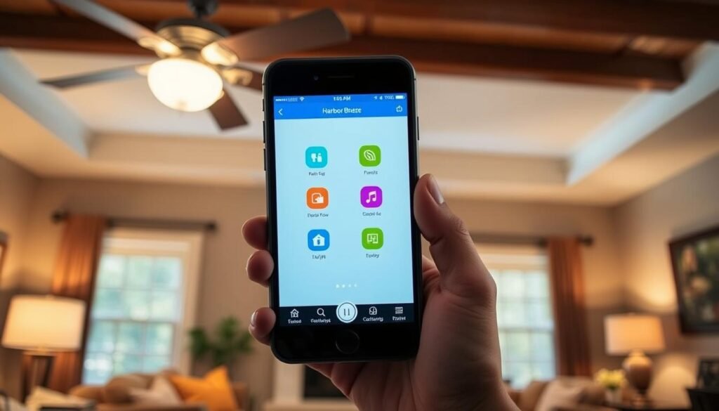 pair your smartphone with the Harbor Breeze remote app